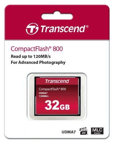 コンパクトフラッシュカード 32GB 800倍速 UDMA7対応 MLCチップ採用 Transcend製