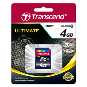 SDHCカード 4GB Class10対応 200倍速 Transcend製