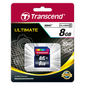 SDHCカード 8GB Class10対応 200倍速 Transcend製