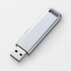 USBメモリ 4GB USB2.0 シルバー スライドタイプ ストラップ付 名入れ対応 サンワサプライ製